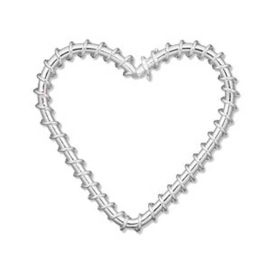 Picture of Component wire-wrapped heart 30x30mm Silver Tone x5