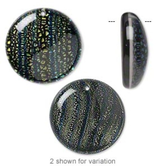 Bild von Dichroic Glass Drop 22mm round Blue and Green x1