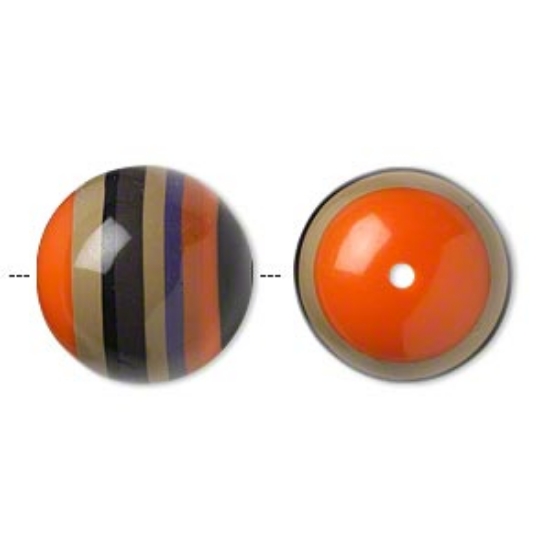 Picture of Bead resin multicolored 17mm striped round. Sold per pkg of 2.