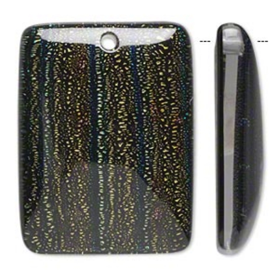 Picture of Dichroic Glass Focal 40x30mm rectangle Blue and Green x1 