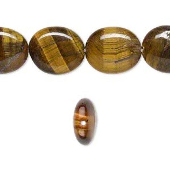 Afbeeldingen van Tiger Eye bead 14x12mm flat oval x40cm