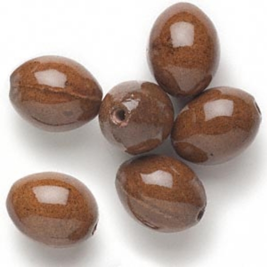 Picture of Bead, ceramic, honey, 31x25mm-32x26mm oval x6