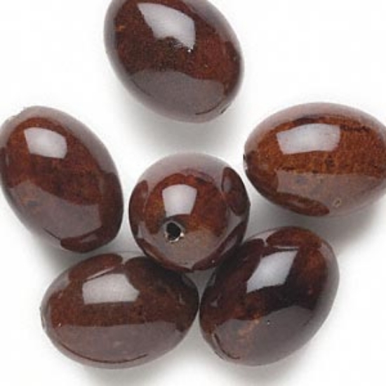 Picture of Bead, ceramic, dark honey, 35x25mm-36x27mm oval x6