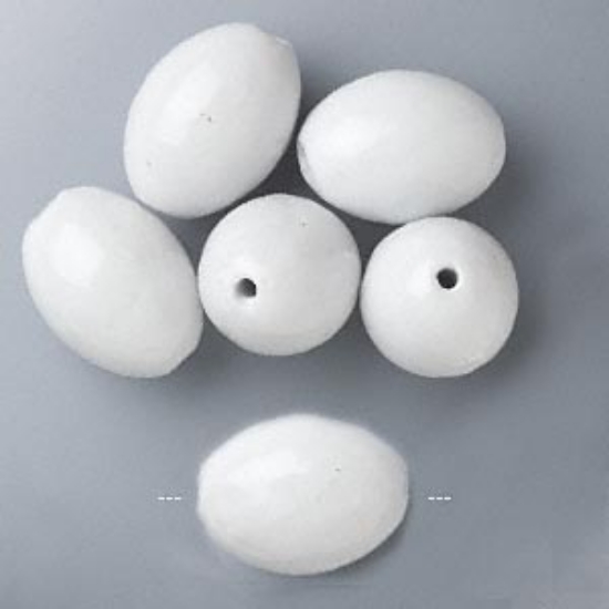 Picture of Bead, porcelain, white, 35x27mm-36x28mm oval x6
