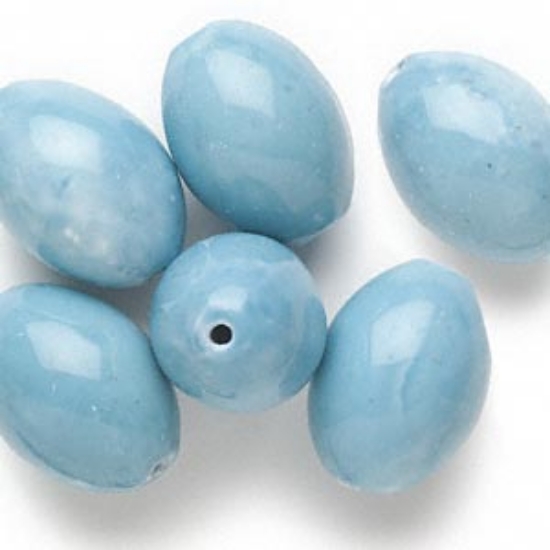 Picture of Bead, porcelain, sky blue, 37x27mm-38x28mm oval x6
