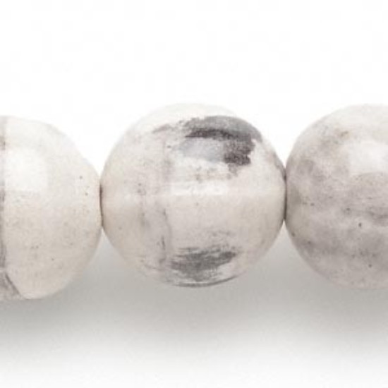 Afbeeldingen van Porcelain and Ceramic Bead 19-21mm round Marbled White and Black x38cm