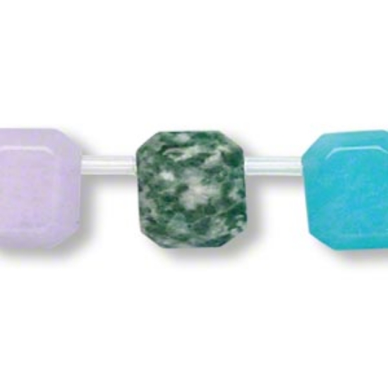 Picture of multi-stone (natural/dyed/manmade) 15x10mm faceted octagon, top-drilled. x40cm