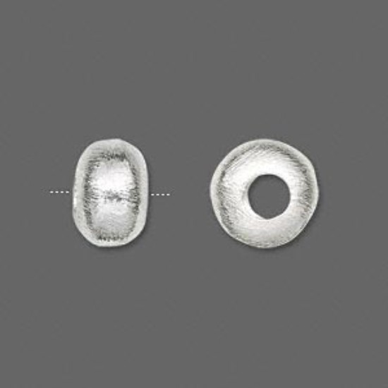 Изображение 925 Silver Bead 12x7.5mm brushed rondelle x1