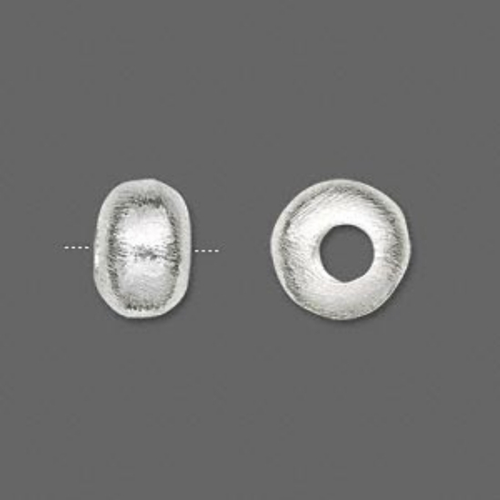 Picture of Bead, sterling silver, 12x7.5mm brushed rondelle x1