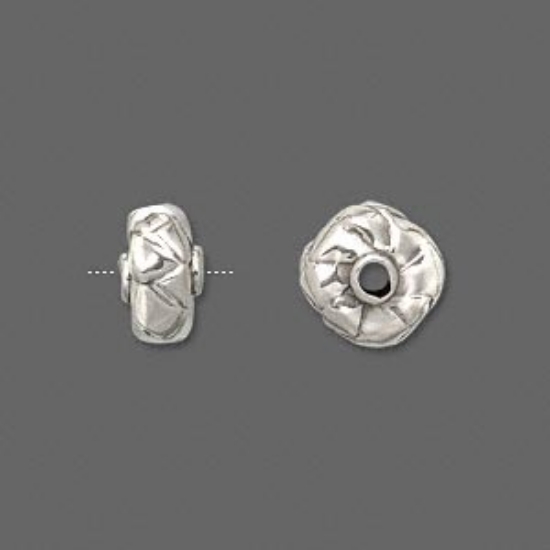 Picture of Bead, JBB Findings, sterling silver, electroformed, 11mm rondelle, 2mm hole x1