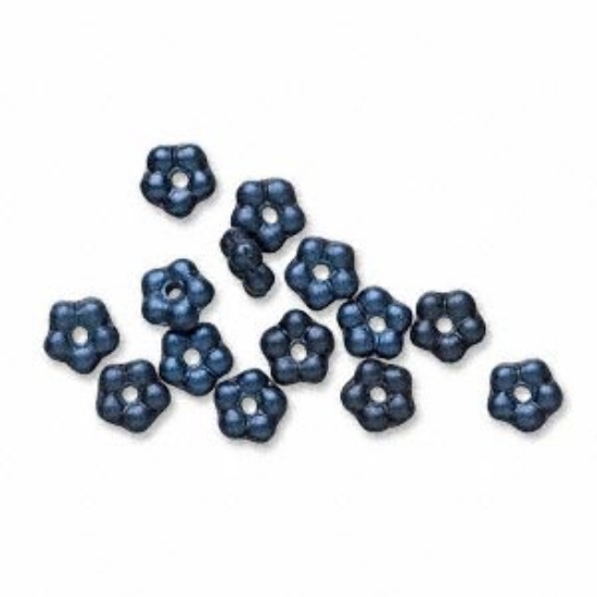 Picture of Preciosa Flower 5mm Dark Blue Satin x10