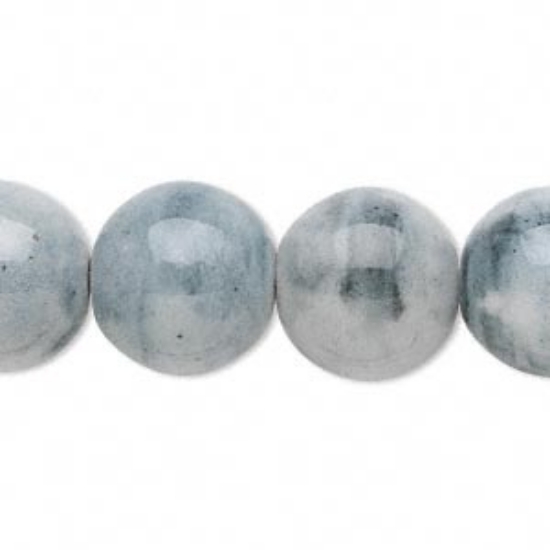 Picture of Ceramic Bead Round 14mm Blue and White x38cm