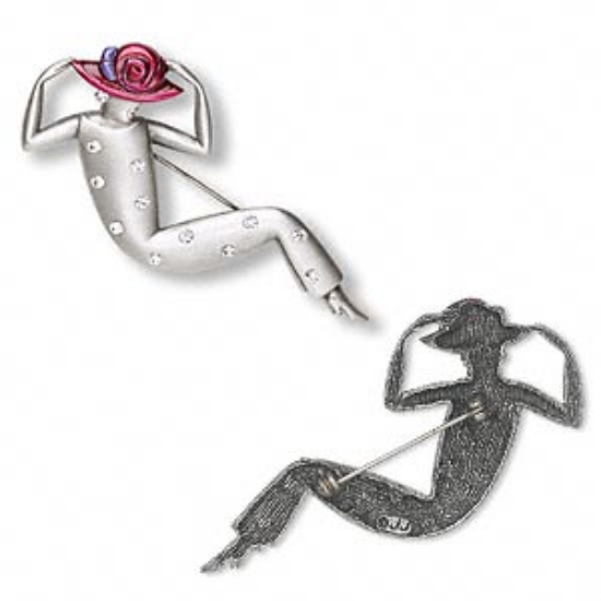 Picture of Brooch /Hair Clip Sitting Lady 75mm w/ Swarovski Crystal Red and Purple x1
