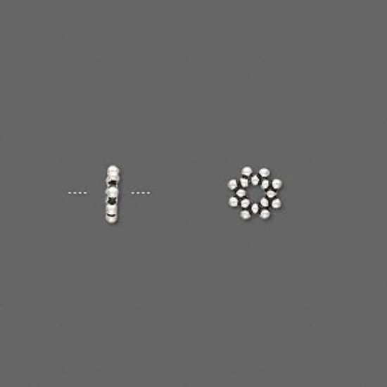 Picture of Bead, antiqued sterling silver, 6x1mm beaded rondelle x1