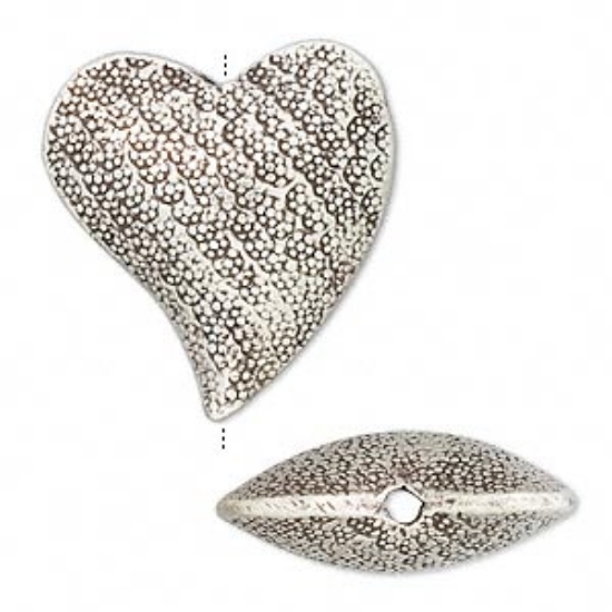 Picture of Hill Tribes Antiqued 999 Fine Silver 26x24mm textured heart x1