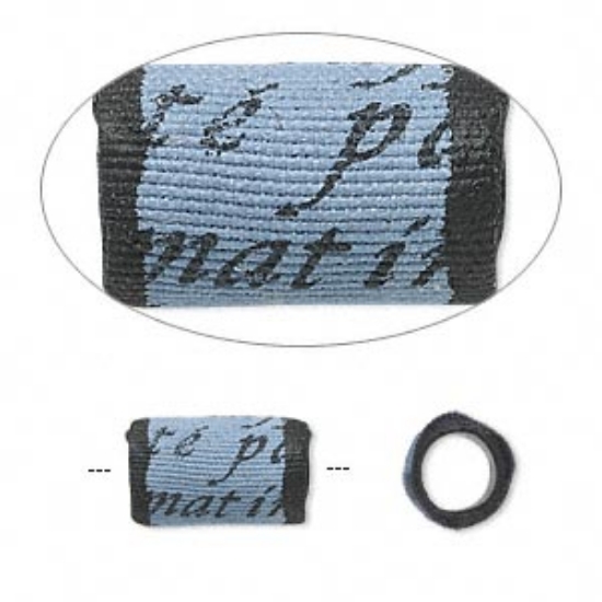 Picture of Kristal Wick Sassy Silkies™ Silk Beads 13x8mm tube with script and 5mm hole Sky Blue x1