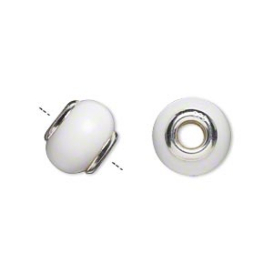 Picture of White agate (natural) and sterling silver grommets, 11x8mm-13x9mm rondelle with 4mm hole x1