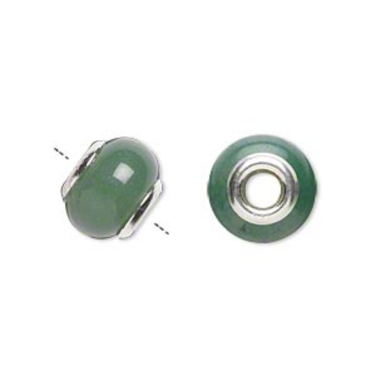 Picture of Aventurine (natural) and sterling silver grommets, 11x8mm-13x9mm rondelle with 4mm hole x1