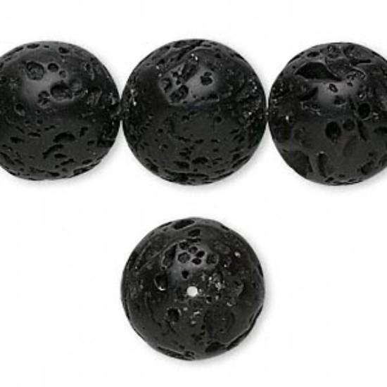 Bild von Lava Stone bead 16mm round x10