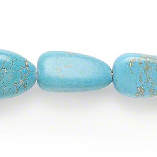 Picture of Magnesite bead tumbled nugget Turquoise x38cm