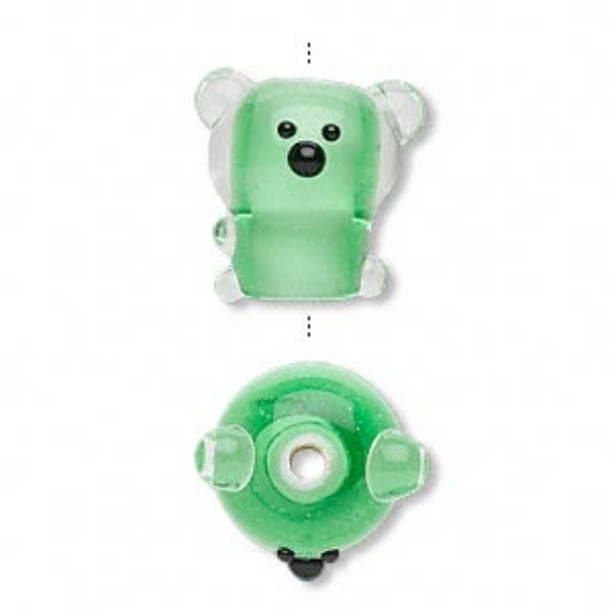 Picture of Lampwork Glass Bead Koala 17x16mm Green x1