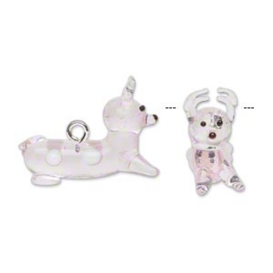Picture of Lampworked Glass Pendant Buck 21x9mm Pink x1