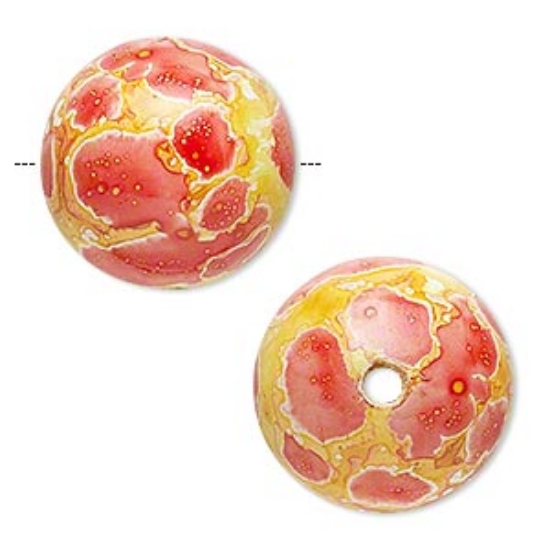 Picture of Hambabalud Wood Bead Round 20mm Red/Orange/Yellow x1