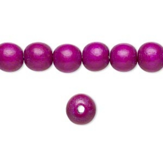 Picture of Bead wood Dark Purple 8mm round x50