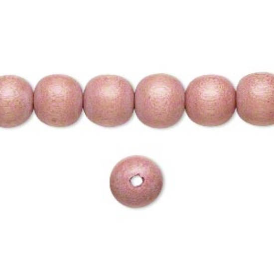 Picture of Bead, wood (dyed / waxed), mauve, 8mm round x50