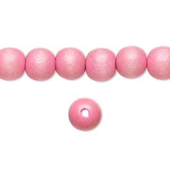 Picture of Bead wood Light Pink 8mm round x50