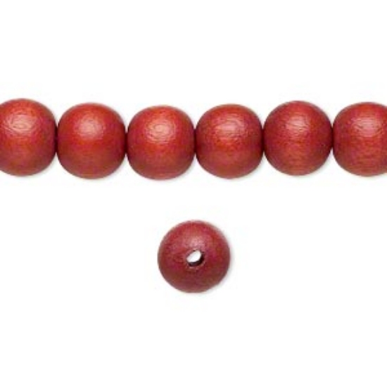 Picture of Bead, wood (dyed / waxed), rust brown, 8mm round x50