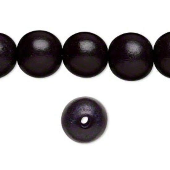 Image de Wood Bead 12mm round Black x34