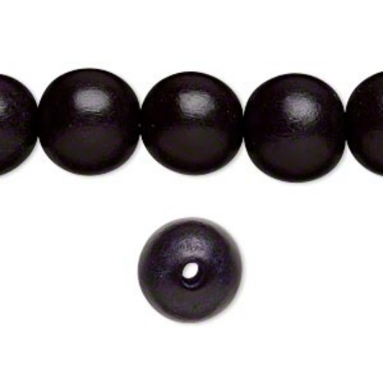 Picture of Wood Bead Black round Black x34