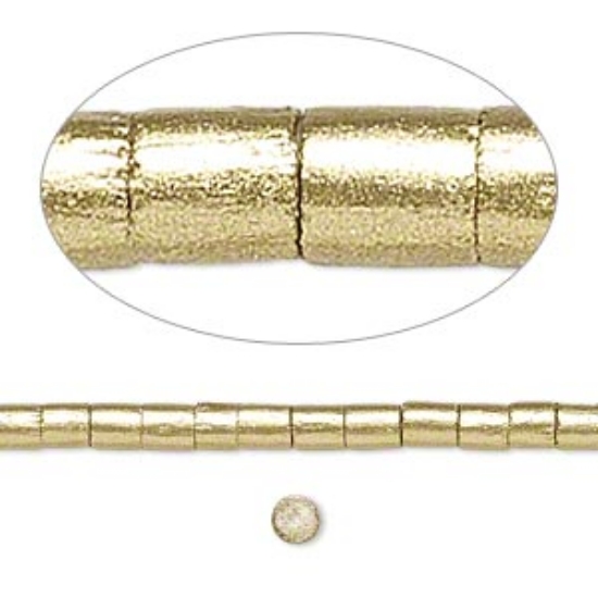 Picture of Wood Bead (coated / waxed) 3x2mm-4x3mm heishi Metallic Gold x61cm