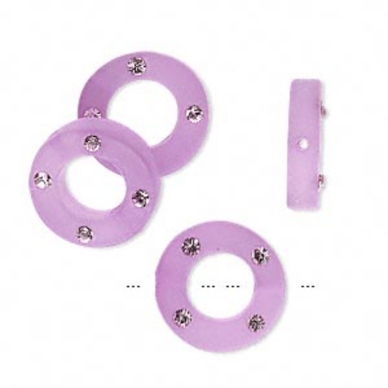 Picture of Frosted Resin 15x4mm round donut with Swarovski chatons Light Amethyst  x2