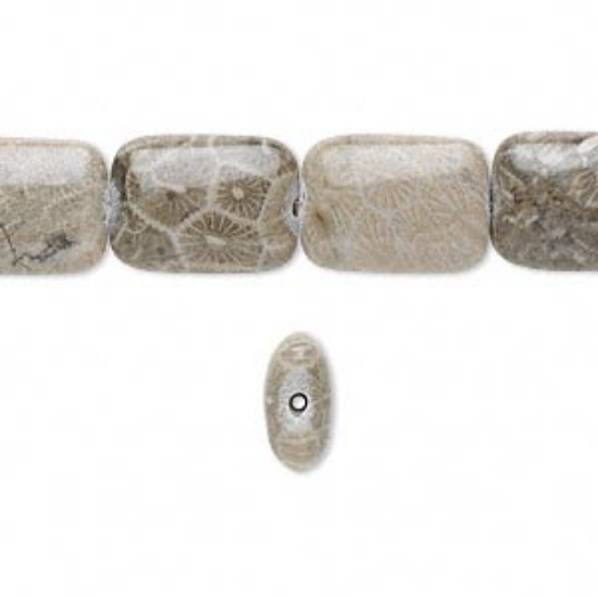 Picture of brown fossil coral (natural) 14x10mm puffed rectangle x40cm