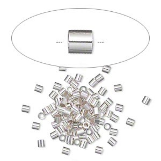 Picture of 925 Silver Tube Crimp 2x2mm with heavy wall x2