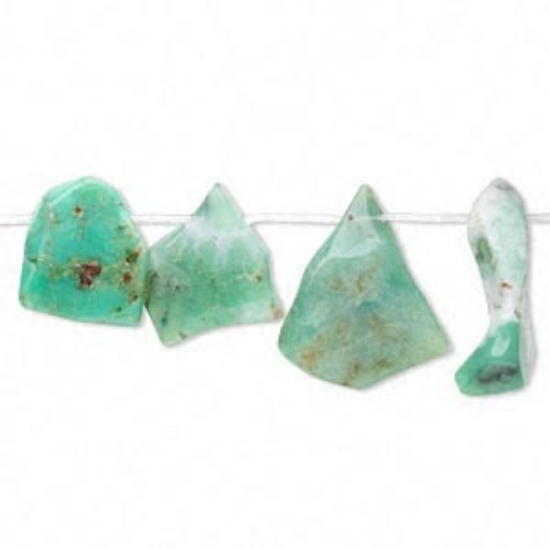 Picture of Chrysoprase (natural) +/- 35x35x6mm top-drilled freeform drop x1