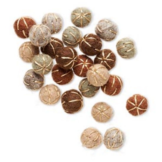 Picture of Component felt and cotton 13 mm undrilled round with lines Earth Tones  x25