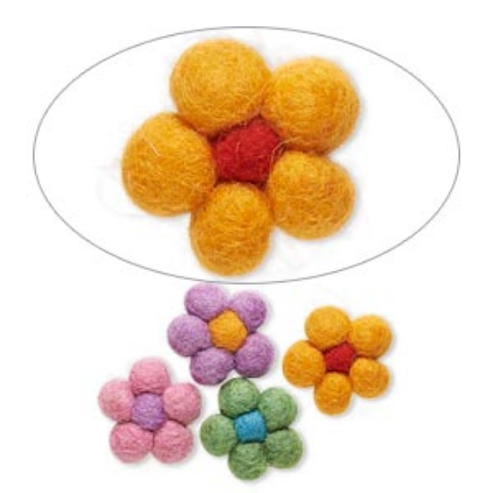 Picture of Felt Flower 27x25 mm Color Mix x4
