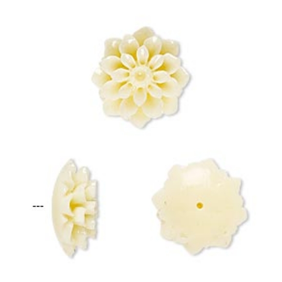 Picture of Resin Bead half-drilled flower 15x15mm Antique White x1
