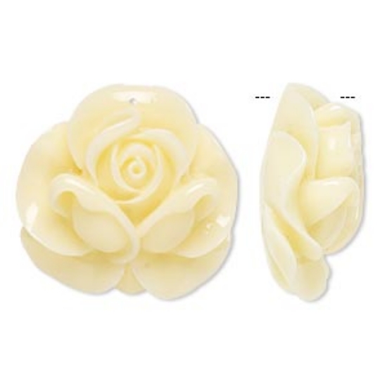 Picture of Resin Focal 35x34mm rose Antique White  x1