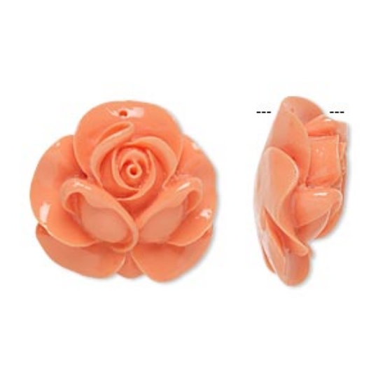 Picture of Resin Focal  35x34mm rose  light salmon pink x1