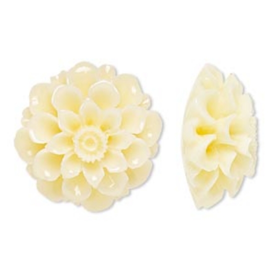Picture of Embellishment resin 28x28mm undrilled flower Antique White x1