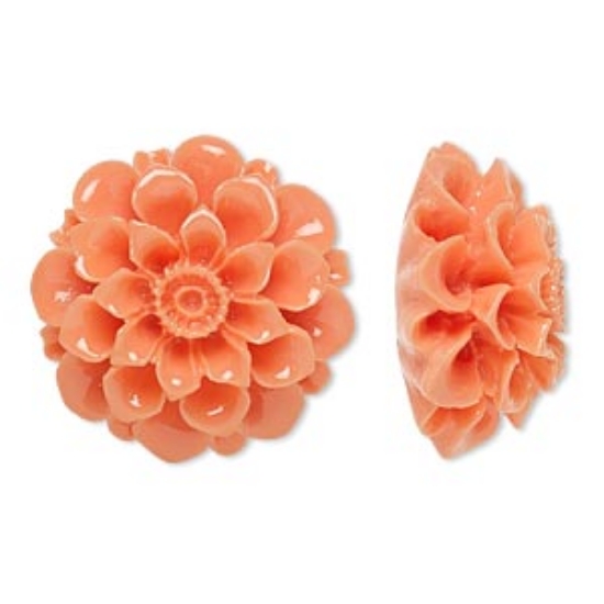 Picture of Embellishment resin 28x28mm undrilled flower Light Salmon Pink  x1