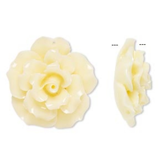 Picture of Resin Focal Flower 35mm Antique White x1