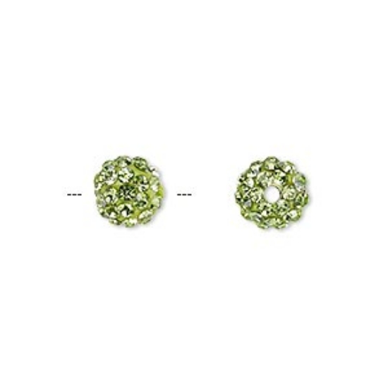 Picture of Bead glass rhinestone / epoxy / resin green 8mm round x1