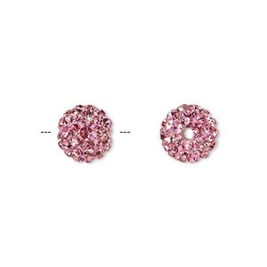 Picture of Bead glass rhinestone / epoxy / resin dark pink 10mm round x1