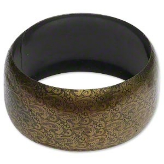 Picture of Steel Bangle Bracelet 36mm w/ flower design Antiqued Brass x1
