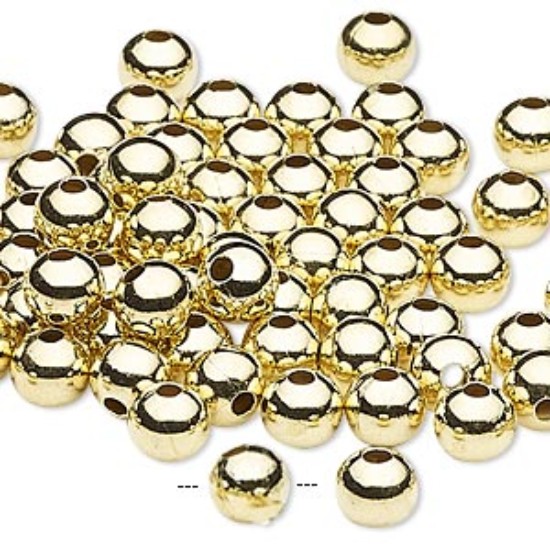 Picture of Bead Steel 6mm round Gold x20